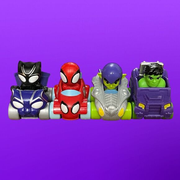 4 2020 Disney Jr. Marvel Spidey & His Amazing Friends Mini Plastic Cars  B7 - Picture 2 of 4
